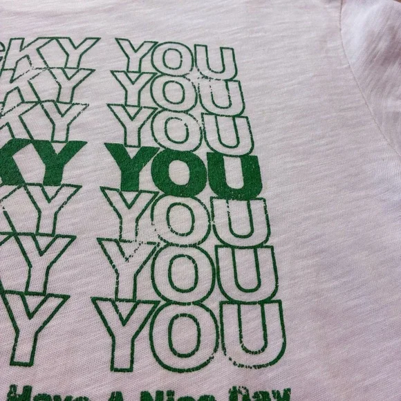 Lucky Brand White Tee with Green 'Lucky You' Chest Graphic - Picture 8 of 16